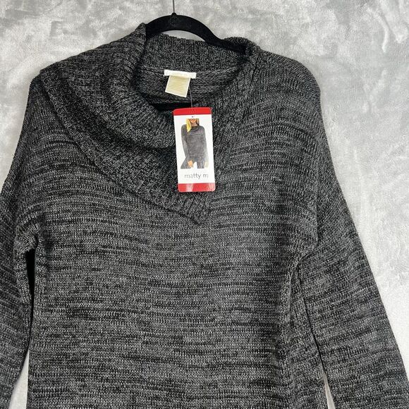 Women’s Sweater Tunic Mock Neck Dolman Sleeve Dark Gray   Medium Matty M  NWT - Picture 2 of 10